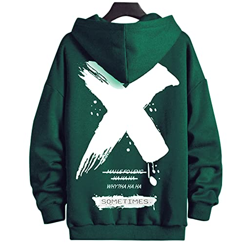 Moshtashio Hoodie Herren Basic Kapuzenpullover Langarm Sweatshirts Classic Männer Sweatjacke Druck Pullover Unisex Casual(Grün,5Xl)