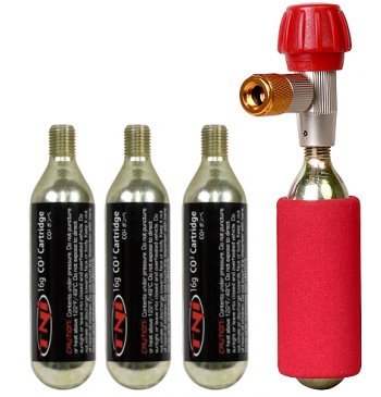 TNI CO2 インフレーター ボンベセット エアバルブ 米式 仏式兼用 CO2ボンベ16g×4本