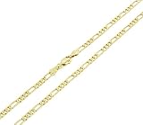 Mens 14k Gold Plated 3mm Italian Figaro Link Chain Necklace 24 Inches