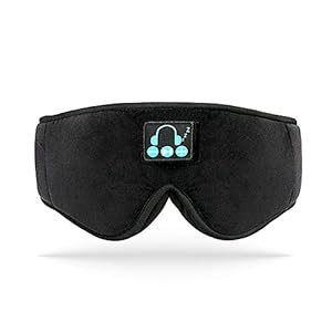 Bluetooth Eye Mask for Sleeping, Sleep Headphones Bluetooth Wireless with Built -in Speakers Microphone, Comfortable Breathable Adjustable Washable Eye Mask for Side Sleepers,Yoga,Meditation,Travel