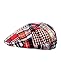 NYFASHION101 Men's Multicolor Plaid Patchwork Buttoned Duck Bill Newsboy Ivy Cap, Red