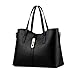 Fashion Road Womens Pu Leather Handbag Lady's Line Tote Bags Black