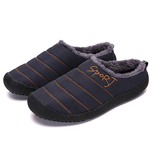 Winter Warm Mens Slippers Cozy Plush Fur Water-Resistant Anti-Slip Indoor Outdoor Slip-on House Shoes Loafer Boots