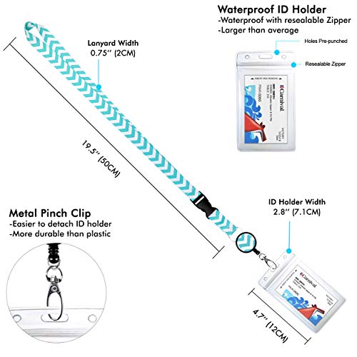 2-Pack Cruise Lanyard & Waterproof ID Key Card Holder Clip. Matching Retractable Badge Reel. Bonus Travel Organizer Bag. Essential Cruise Ship Accessories. Chevron in Tiffany Blue - Thumbnail 2