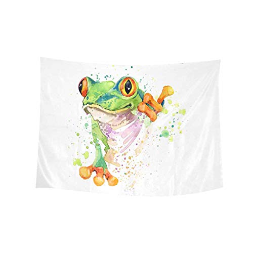 INTERESTPRINT Watercolor Tree Frog Tropical Rainforest Animal Tapestry Wall Hanging Tapestries Art for Bedroom Living Room Dorm, 60 W X 40 L Inches