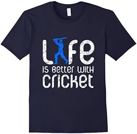 Men's Life is Better with Cricket Fan T-Shirt Large Navy
