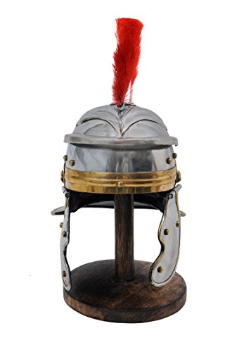 Miniature Roman Imperial Centurion Historical Helmet With Red Plume & Display Stand