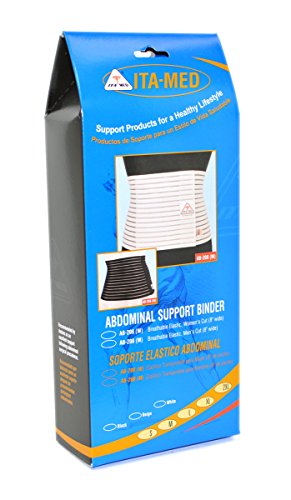 ITA-MED Men's Breathable 8 Inch Wide Abdominal Light Support Binder, Black, 2X-Large, 0.33 Pound