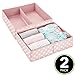 mDesign Fabric Drawer Organizer Bin Dividers for Baby Nursery Dresser, Closet, Organization - Bins Hold Clothes, Diapers, Cream, Toy, Blankets - 2 Pack, Pink/White Polka Dot