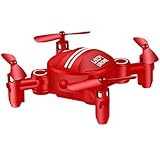 Drone for Kids Headless Mini RC Quadcopters Foldable Remote Control Helicopter Drones 2.4Ghz 6-Axis Gyro 4 Channels Indoor Flying Airplane With 3D Flip One Key Return for Beginner Drone Training (Red)