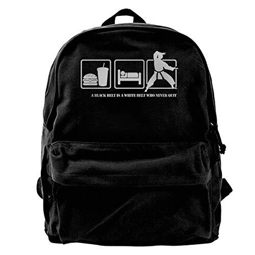 Super Star A Black Belt is A White Belt Who Never Quit Canvas Shoulder Backpack Limited Edition Premium UniqueHallowmas Traveler Backpack for Men & Women Teens College Travel Daypack Black