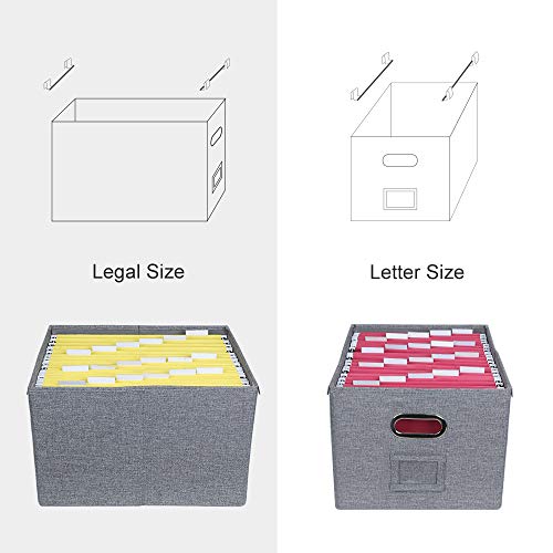 ATBAY File Storage Box Collapsible Large Capacity Office File Organizer for Letter/Legal Size Hanging File Folder Box, Gray 4Pack