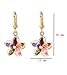 QZ 18k Gold Plated Flower Colorful CZ Crystal Dangle Earrings for Girls (0579), Gs0579, 7 mm