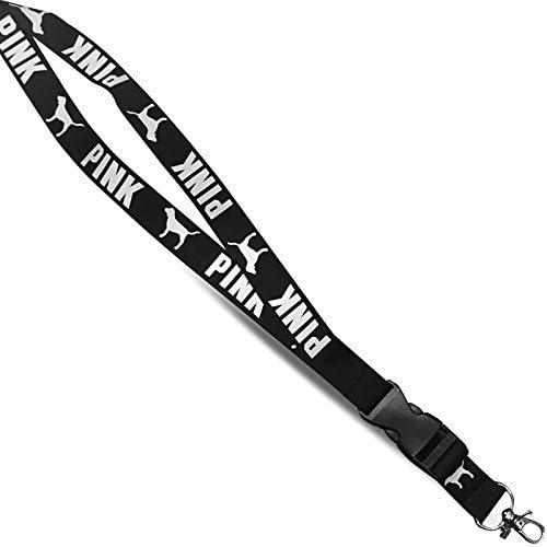 Victoria's secret Love Pink Detachable Lanyard black for keys cell phones clip clasp breakaway heavy duty