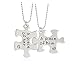 Meiligo Fashion 2 Pcs Couples Gift Alloy A piece of her A piece of him Letter Puzzle Dog Tag Necklace Key Chain Square Matching Engraved Heart Letter Necklace Set