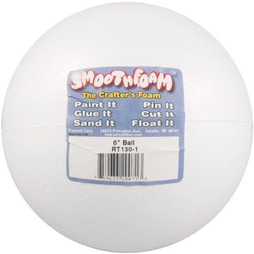 Smoothfoam Bulk Buy Styrofoam Balls 6 inch 1 Pack White (3Pack)