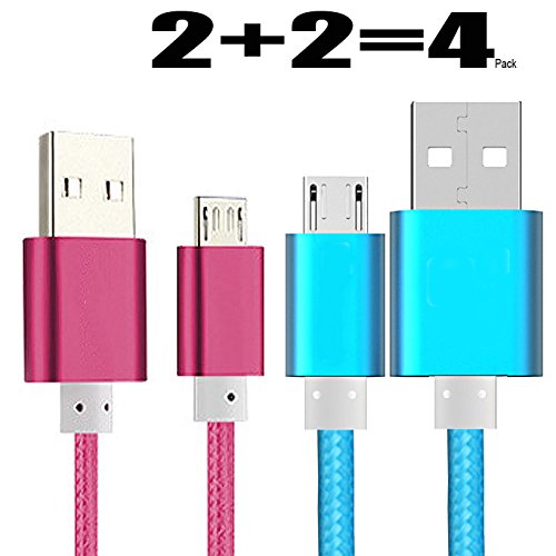[4Pack] Charge Sync Data Micro USB Cable for Kindle, 5FT Fast High Speed USB 2.0 A Male to Micro B for Amazon Kindle Fire, HD, HDX,Kindle Paperwhite Voyage Oasis Tap Fire Phone Xbox One-rose+blue - Thumbnail 7
