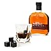 Whiskey Stones Glasses Gift Set - 8 Granite Chilling Whisky Rocks + 2 Crystal Tumblers + Cotton Bag in Wooden Box – Reusable Ice Cubes by Cumbreca