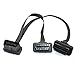 iKKEGOL Ultra Low Profile Left or Right Angle OBD2/OBDII Y Splitter Flat Ribbon Cable 1Feet/30cm -1x Male and 2X Female J1962 Ports
