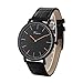 Takyae Men's Slim Leather Band Casual Analog Quartz Watch Black