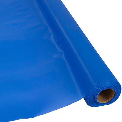 Schorin Plastic Party Banquet Table Cover Roll - 300 ft. x 40 in. - Disposable Tablecloth (Blue)