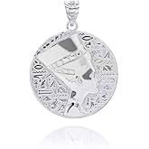 Claddagh Gold .925 Sterling Silver Coin Ancient Egyptian Queen Nefertiti Medallion Pendant Necklace - Choice of Pendant Only or Chain Length