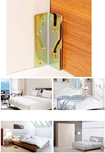 WOWOSS 4 Set Bed Rail Bracket, Heavy Duty Non-Mortise Bed Rail Fittings Wooden Bed Frame Hardware with Screws for Headboards Footboards - Thumbnail 3