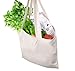  BagzDepot 12 Pack Durable Cotton Canvas Reusable Blank 15inch x 16inch Standard Size Grocery Plain Tote Bags with 21 inches Supportive Fabric Handles No Bottom Gusset - Natural