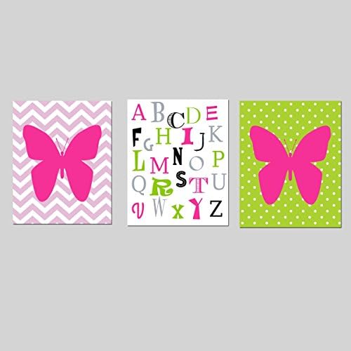 Alphabet and Butterflies Childs Room Wall Art Prints