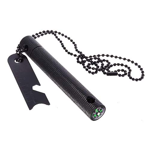 Fire Starter, 1 Pack Fire Starter Kit Ferro Rod Striker Built in Compass Campfires Emergency Kit Camping Hiking Gear Black