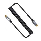 CableCreation Micro USB to Micro USB Cable, (0.56ft to 4ft) Coiled Micro USB OTG Cable with Gold Plated Connector Aluminium Shell Compatible for Smart Phones, Tablets, DJI Remote and More, Black