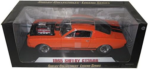 1965 Ford Shelby Mustang GT350R With Racing Engine Orange With Black Stripes 1/18 by Shelby Collectibles SC514