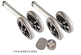 Heavy Duty Bariatric Walker Wheels Pair, Universal Replacement Wheel Kit for Walkers with Free Walker Glides Accessories Double 5