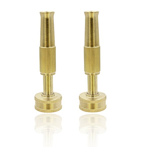 Sumnacon® Heavy-Duty Brass Hose Nozzle - Adjustable Hand Sprayer Nozzle Leak Proof for Cleaning walkways, gutters, Washing Car, Watering Plants &amp; Soaking the Soil (2)