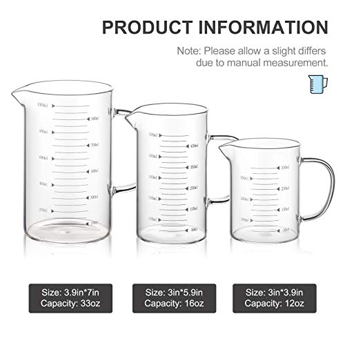 Measuring Glass Beaker with Handle ,1000ML/33oz Graduated Beaker Glass