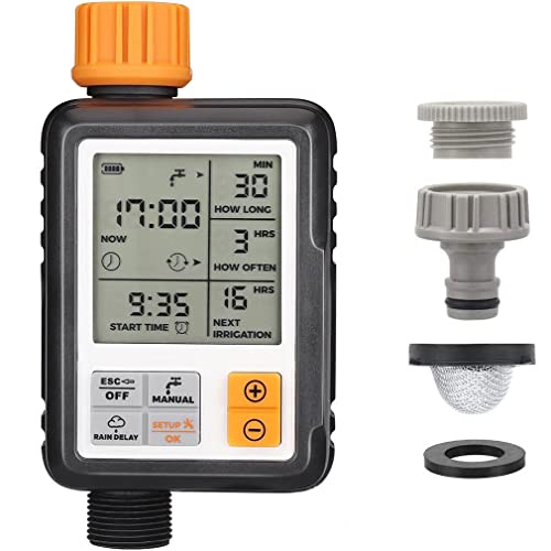 Johgee Automatic Watering Timer Drip Watering Timer, Waterproof and Used Outdoor, Multiple Modes, 3" LCD Screen, Irrigation for Garden Farm Lawn Flower