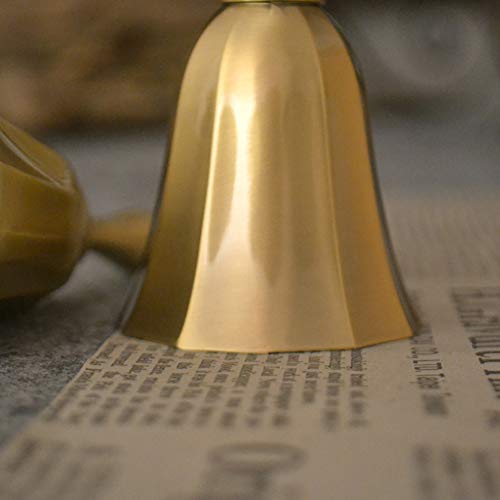 Hand Bell, Classic Metal Loud Call Bell Traditional School Library Alarm Hand Bell for Reception Dinner, Last Order, Hotel Service, Meditation Prayer, Pet Feeding and Home Decoration (Gold) - Thumbnail 5