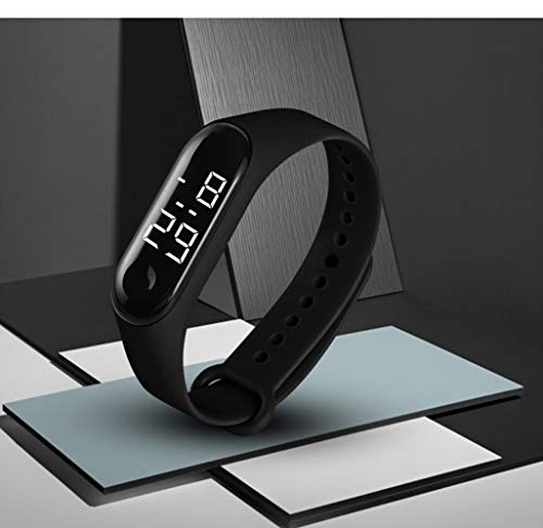Boys Watch LED Sport Digital Touch Screen Outdoor Black Watches Boys Girls Men Women Gift Dress Watch New Black (White Light)