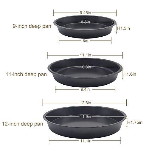 Carbon Steel Non-Stick Deep Dish Pizza Pan Set(9, 11, 12 Inch)