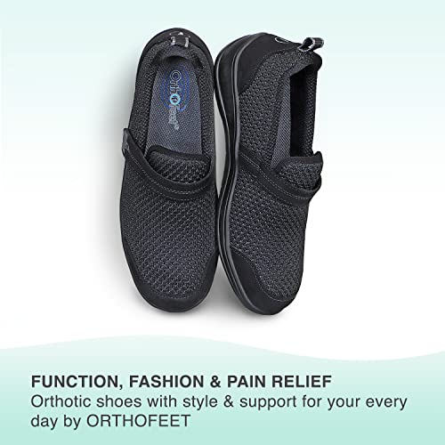 Orthofeet Women's Orthopedic Black Stretch Knit Quincy SlipOn Shoes