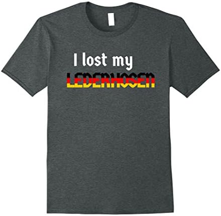 Mens I Lost My Lederhosen T-Shirt for Oktoberfest 2017 Large Dark Heather