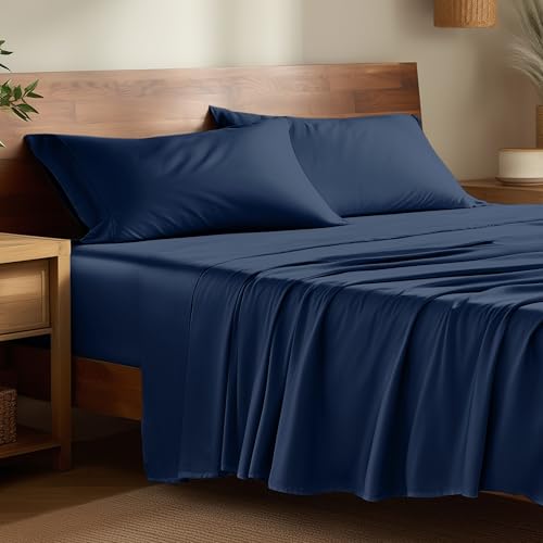 Bare Home Rayon Bamboo Sheet Set Dark Blue