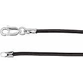 Sonia Jewels Solid 925 Sterling Silver 2mm Black Rubber Cord Chain Necklace Secure Lobster Clasp Closure 18"