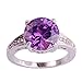 Psiroy Created Amethyst Solitaire Engagement Ring Band for Women