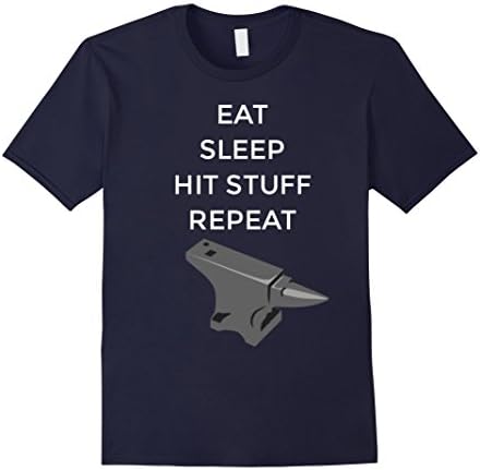 Men's Funny Blacksmith Metal Worker Tshirt Large Navy
