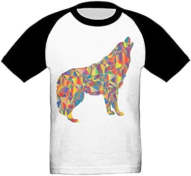 Kids T-Shirt Raglan Round Neck Enraged Howling Wolf Printed Raglan Baseball T-Shirt Sleeves Tee Shirt Baby Girl Child Clothes Size 4 Toddler Black