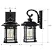 Emliviar Outdoor Wall Lantern Lights, 1-Light Exterior Wall Sconce Lamp, Black Finish with Clear Seeded Glass, 2084B BK