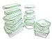Kinetic 22 Piece (54oz, 35oz, 30oz, 28oz, 15oz, 14oz,13oz) GoGreen Glassworks Oven Safe Glass Food Storage Container Set with Leak Proof Lids; (11 Containers and 11 Lids);55043