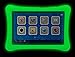Nabi 2 Tablet Bumper Case with Customizable Name Plate and 26 Piece Kinabis Letter Pack bundle - Educational Interactive Alphabet Letters with Protective Glow in the Dark Neon Green Tablet Case