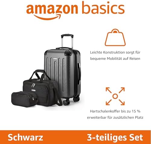 Hartschalenkoffer 3Stück, 4 Spinner-Räder, Schwarz
